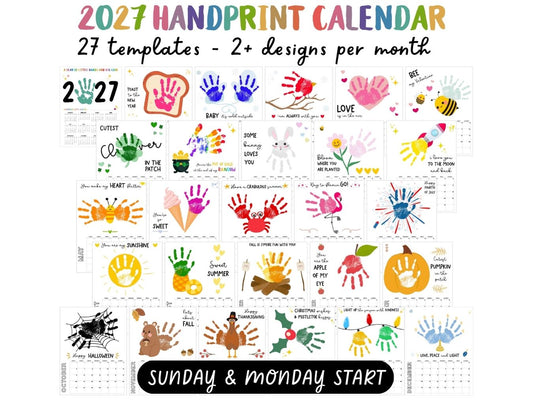 Handprint Calendar 2027 - Memory Keepsake for kids (Portrait - 1 page per month)