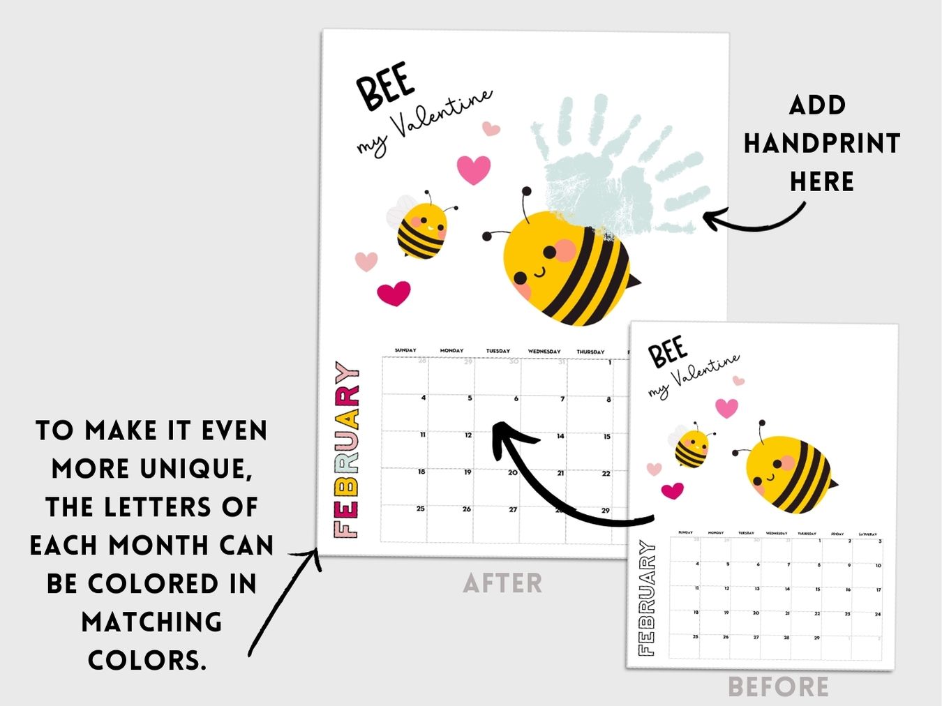 Handprint Calendar 2027 - Memory Keepsake for kids (Portrait - 1 page per month)