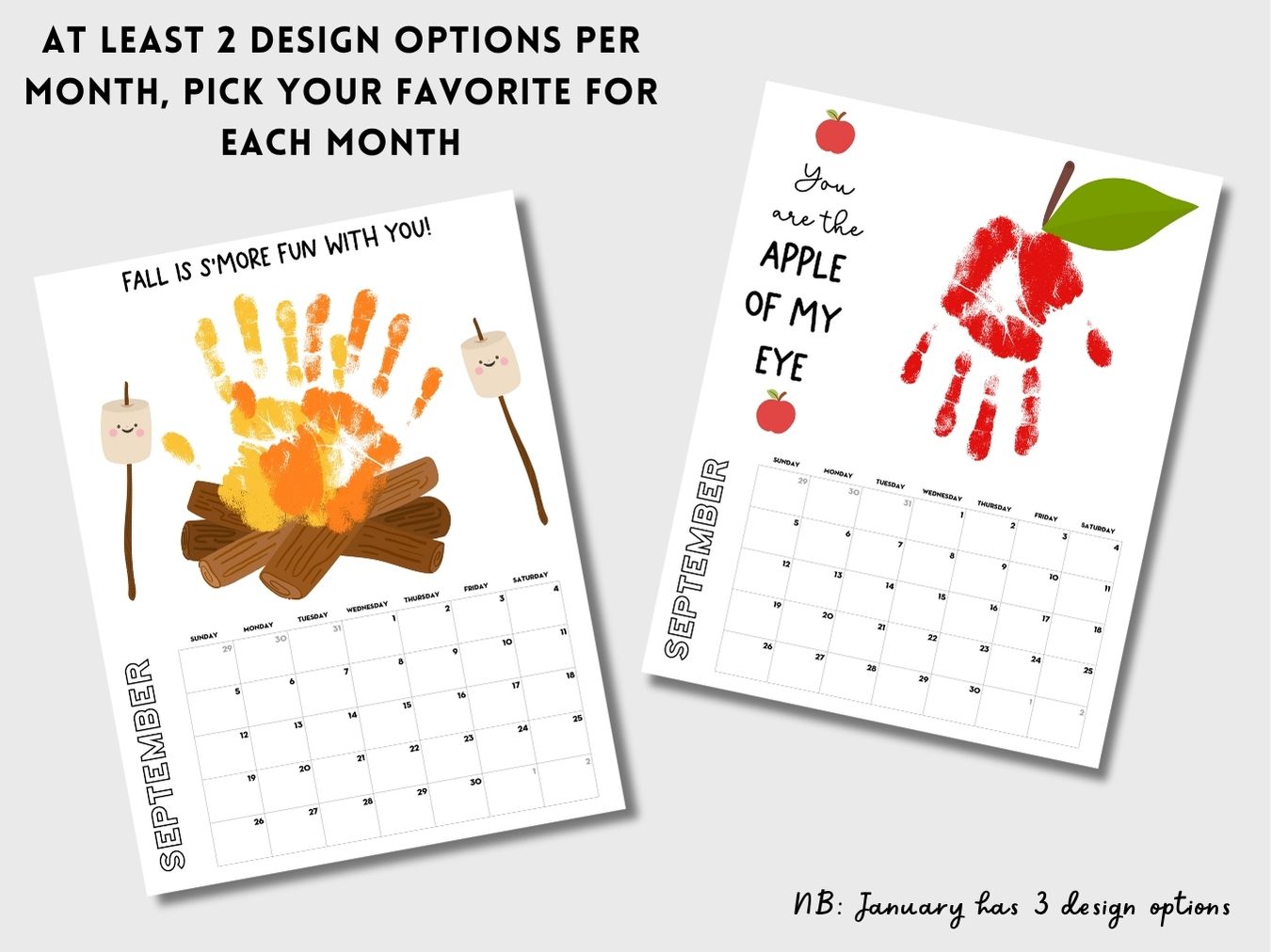 Handprint Calendar 2027 - Memory Keepsake for kids (Portrait - 1 page per month)