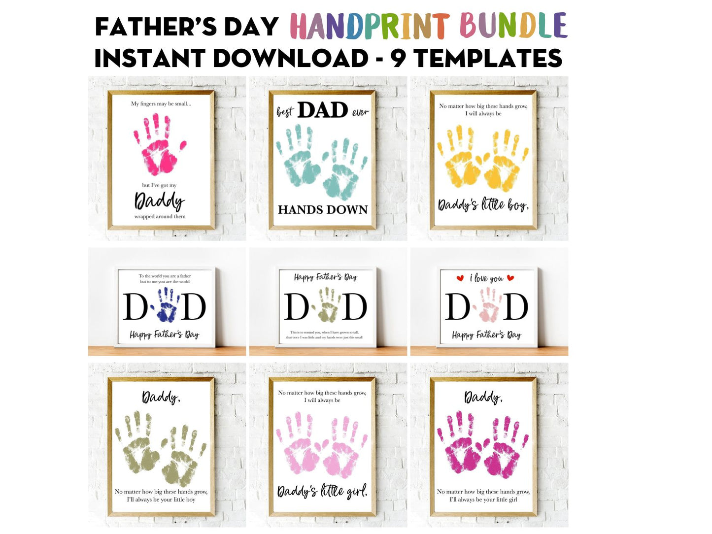 Father's Day Handprint Craft Bundle - 9 Templates