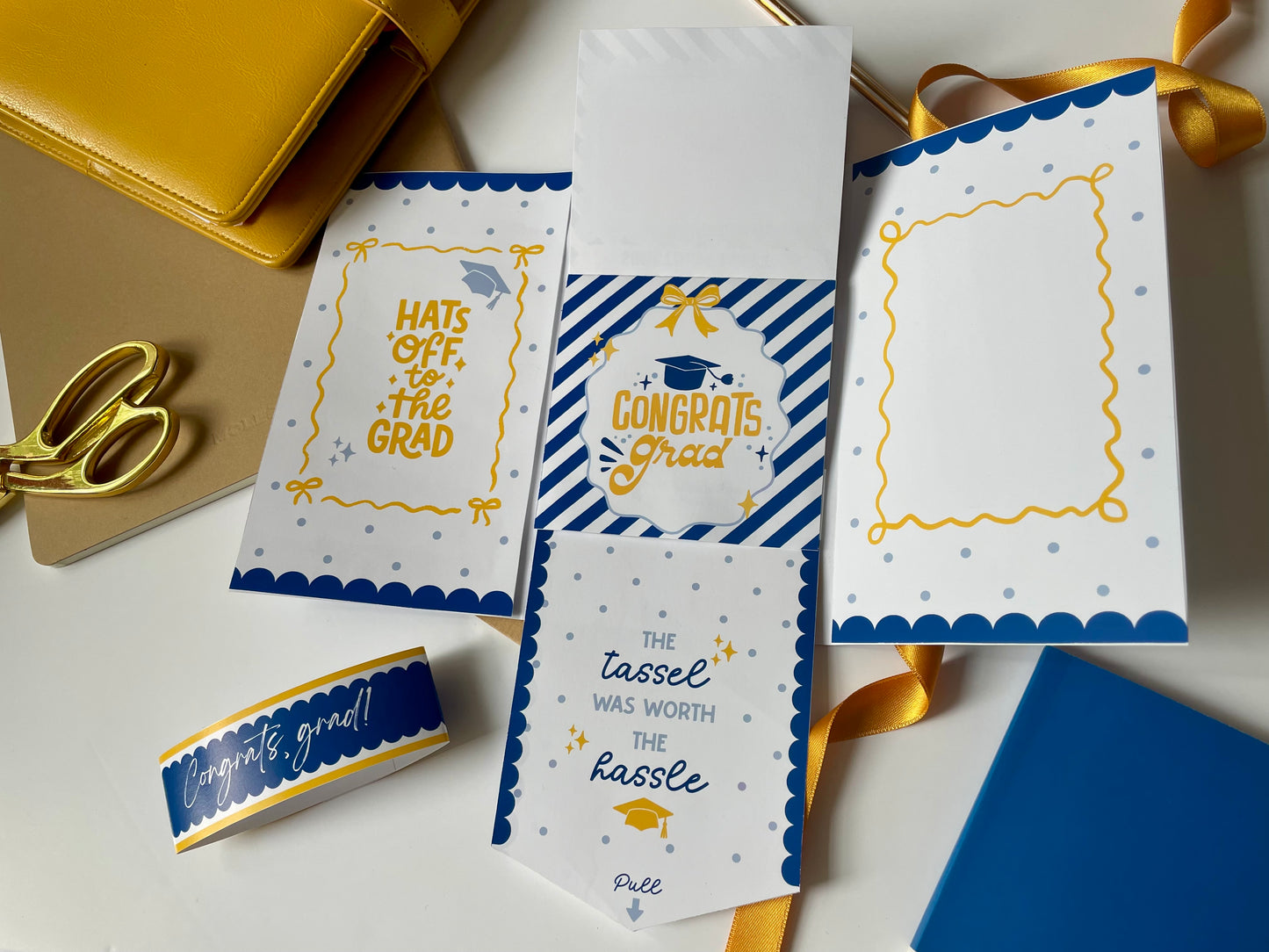Printable Waterfall Card – Graduation Gift Card Holder (Holds 4 Gift Cards)