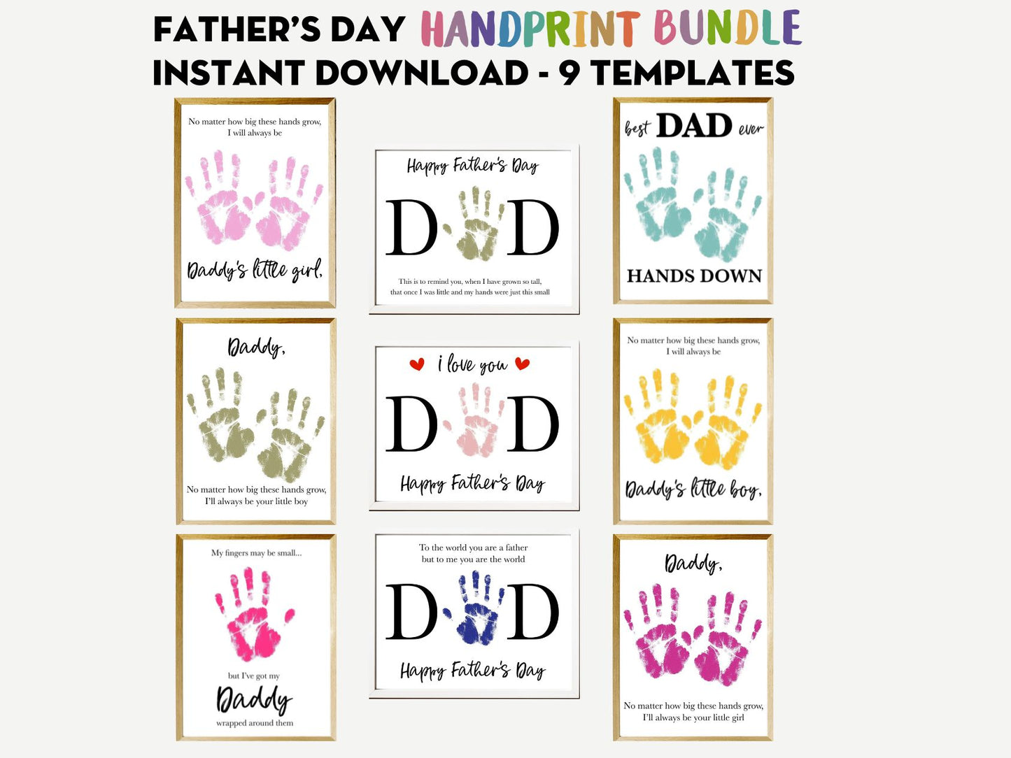 Father's Day Handprint Craft Bundle - 9 Templates