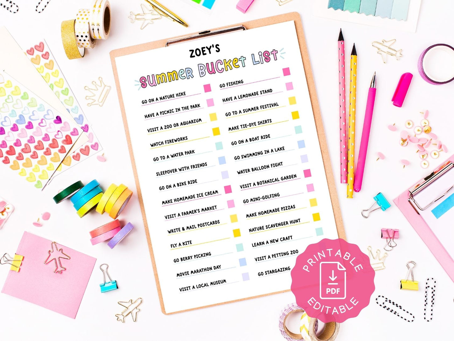 EDITABLE Summer Bucket List