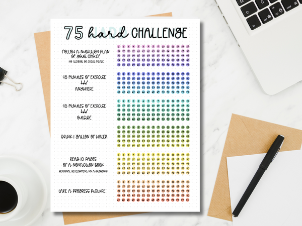 75 Hard Challenge Tracker - Editable PDF