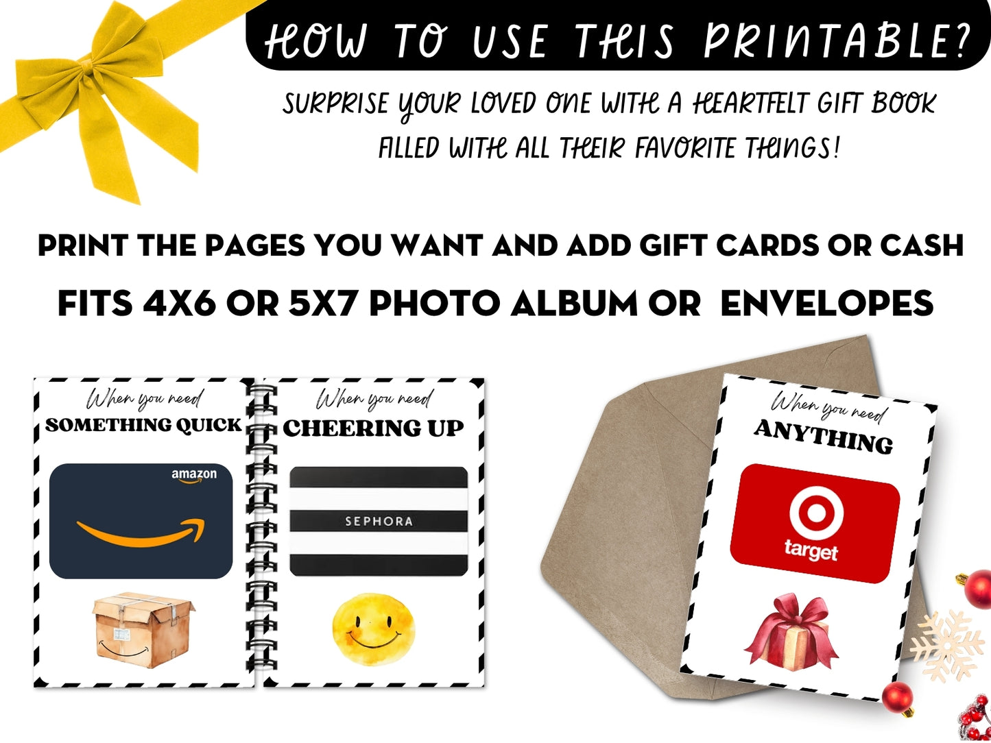 Editable & Printable Graduation Gift Card Book - 50 gift card holders + 4 covers in 2 sizes 4x6 & 5x7 (Set E)