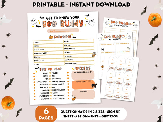 Printable Boo Buddy Questionnaire + Gift Exchange Kit
