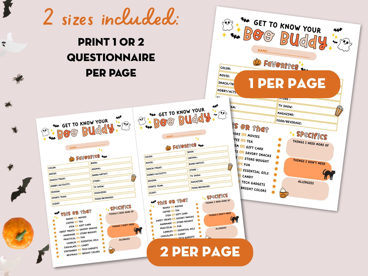 Printable Boo Buddy Questionnaire + Gift Exchange Kit