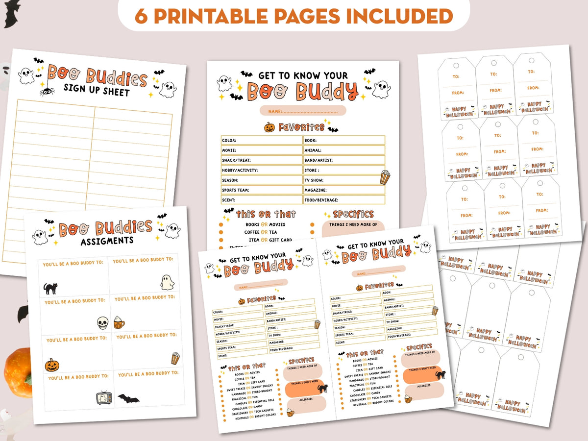 Printable Boo Buddy Questionnaire + Gift Exchange Kit