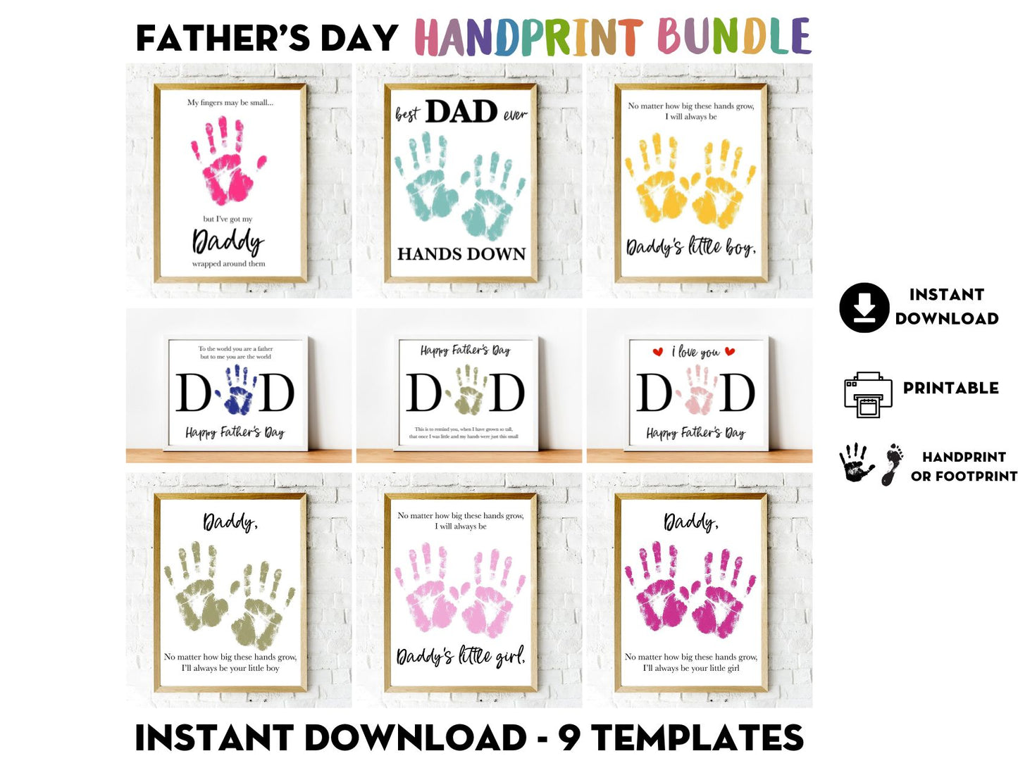 Father's Day Handprint Craft Bundle - 9 Templates