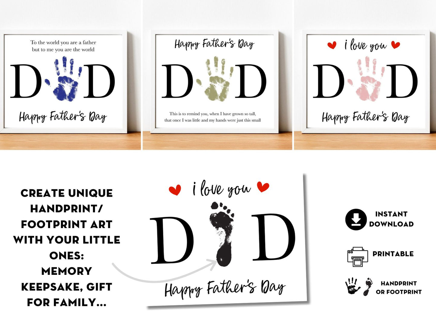 Father's Day Handprint Craft Bundle - 9 Templates