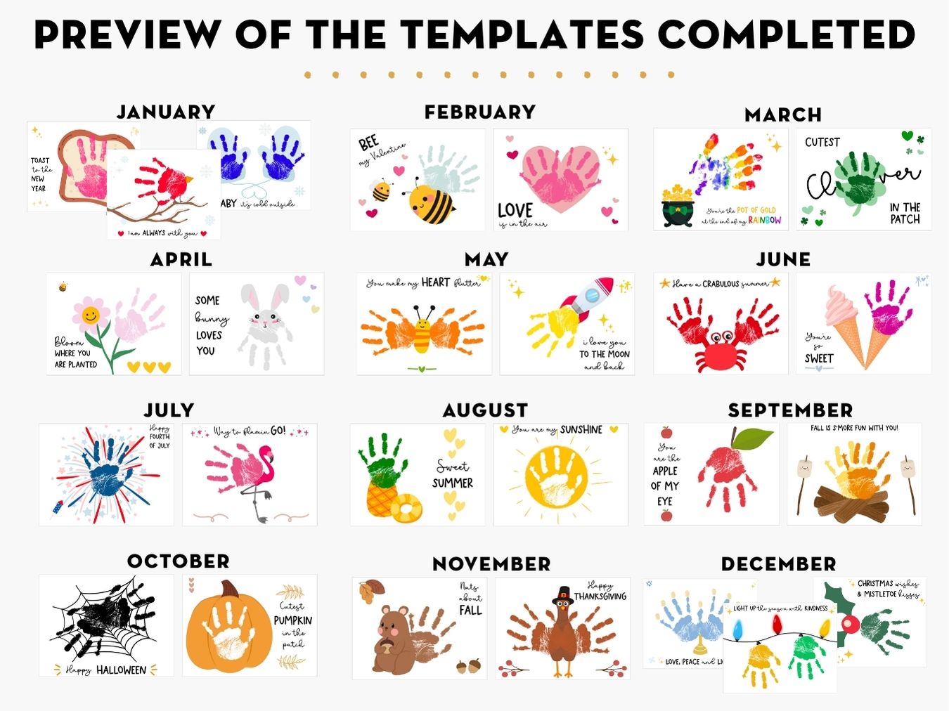 Bundle 2026 + 2027 Handprint Calendars (Month on 1 page)