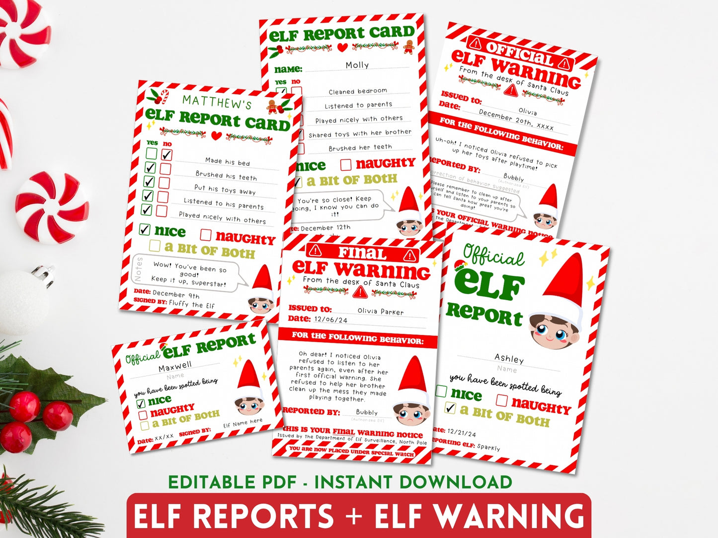 BUNDLE of 20 Elf Printable Templates: Elf Letter, Elf Adoption Certificate, Elf Report, Elf Warning, Elf Surveillance Elf Cam, Santa Letter & More!