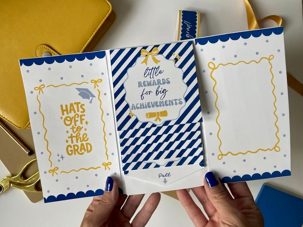 Printable Waterfall Card – Graduation Gift Card Holder (Holds 4 Gift Cards)