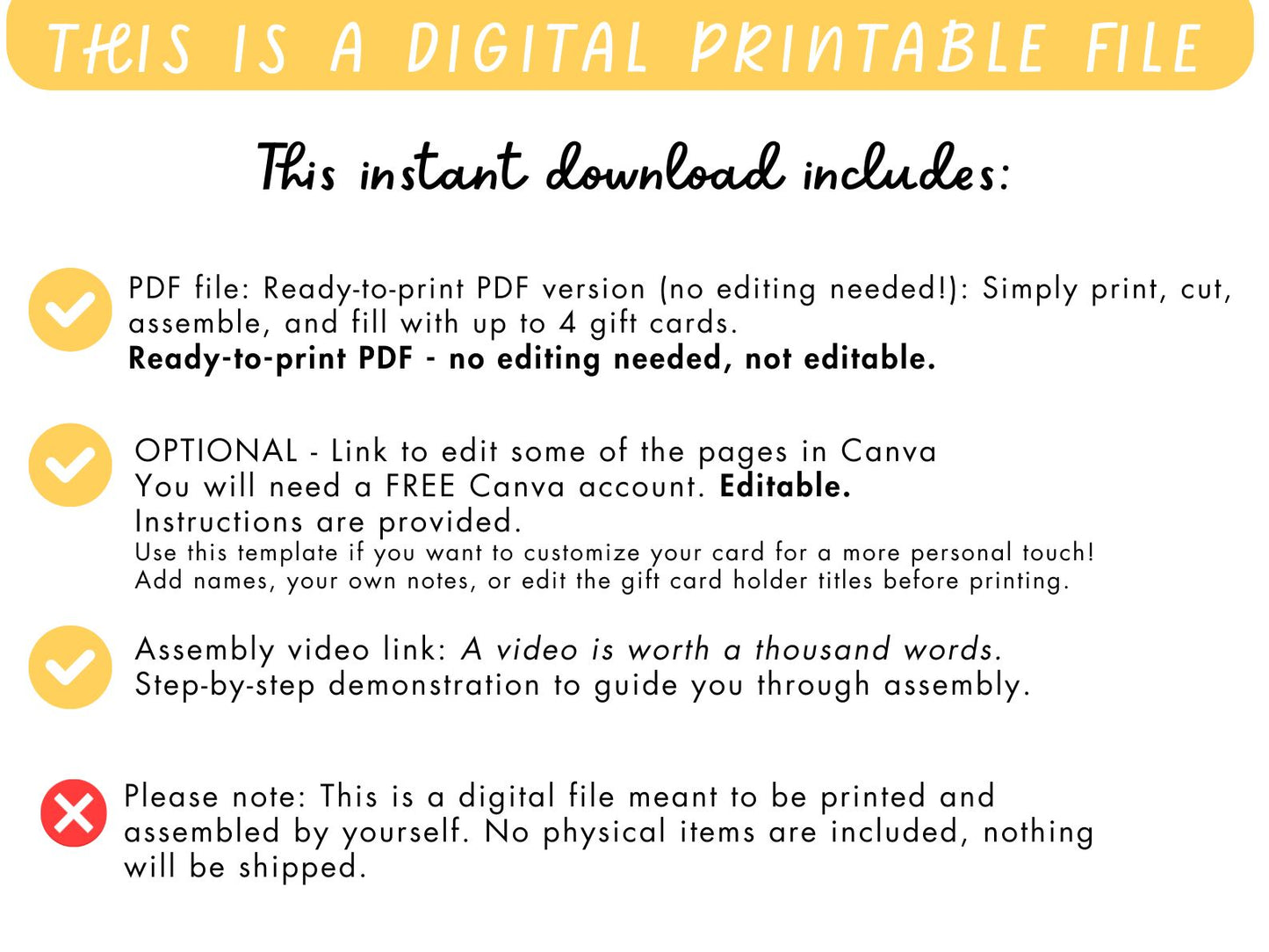 Printable Waterfall Card – Graduation Gift Card Holder (Holds 4 Gift Cards)