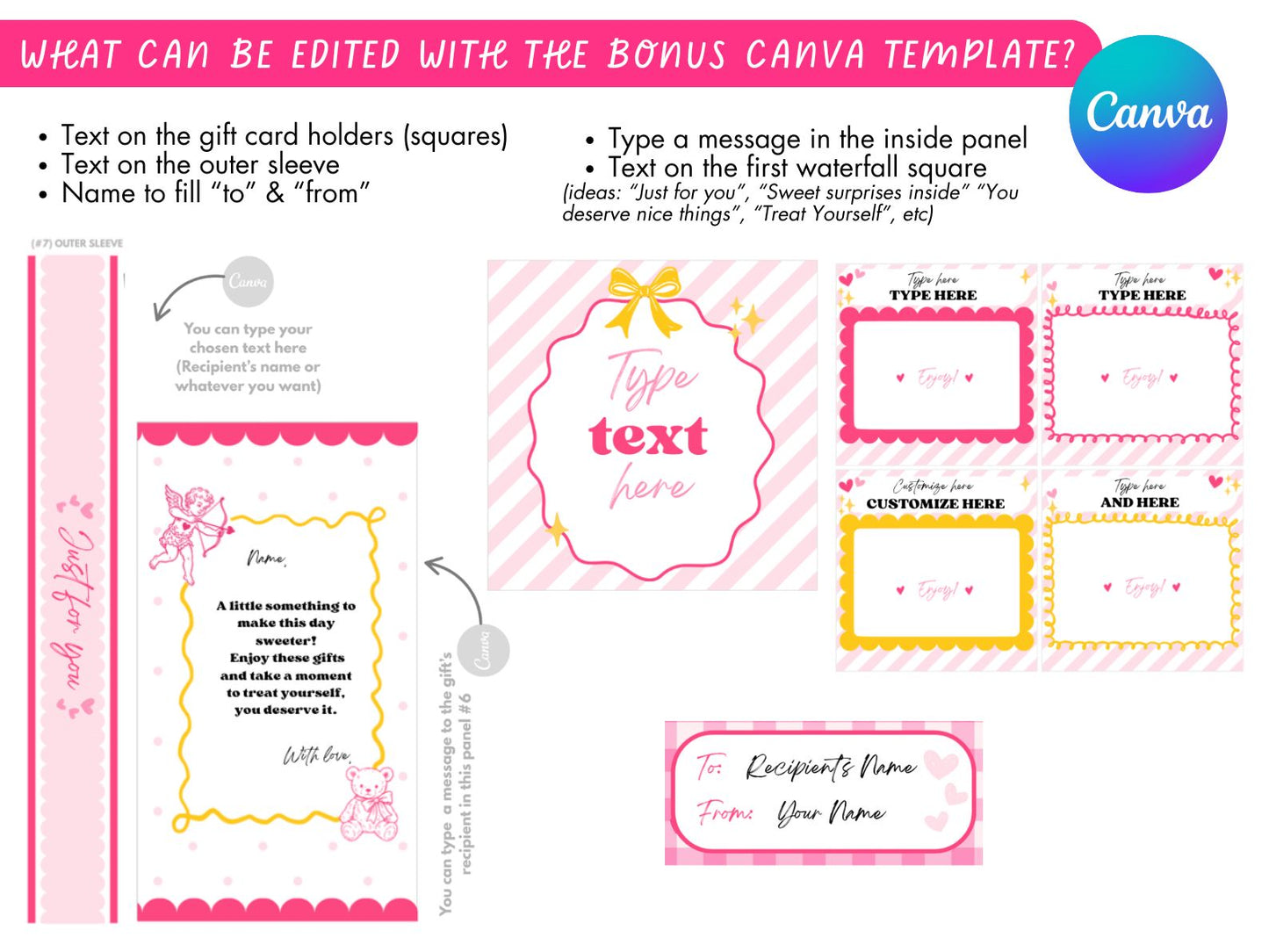 Printable Waterfall Card – Valentine's Day Gift Card Holder (Holds 4 Gift Cards)