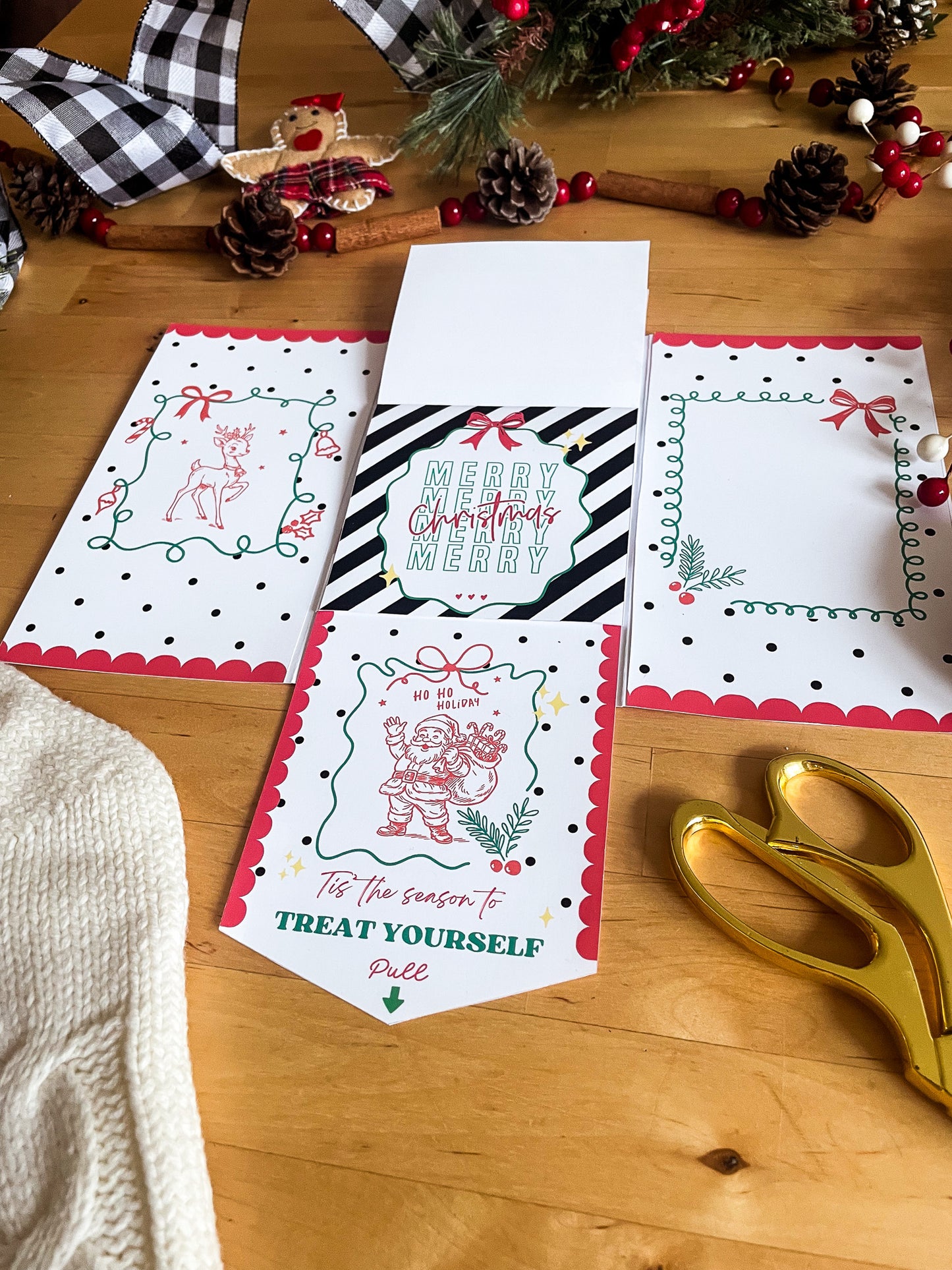 Printable Waterfall Card – Christmas Gift Card Holder (Holds 4 Gift Cards)