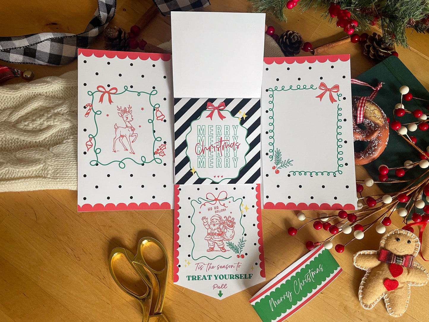 Printable Waterfall Card – Christmas Gift Card Holder (Holds 4 Gift Cards)