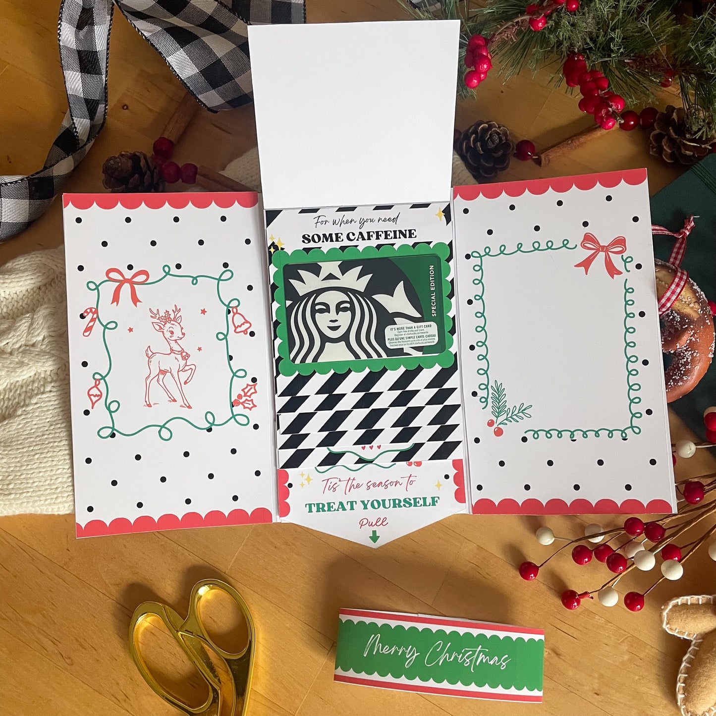 Printable Waterfall Card – Christmas Gift Card Holder (Holds 4 Gift Cards)