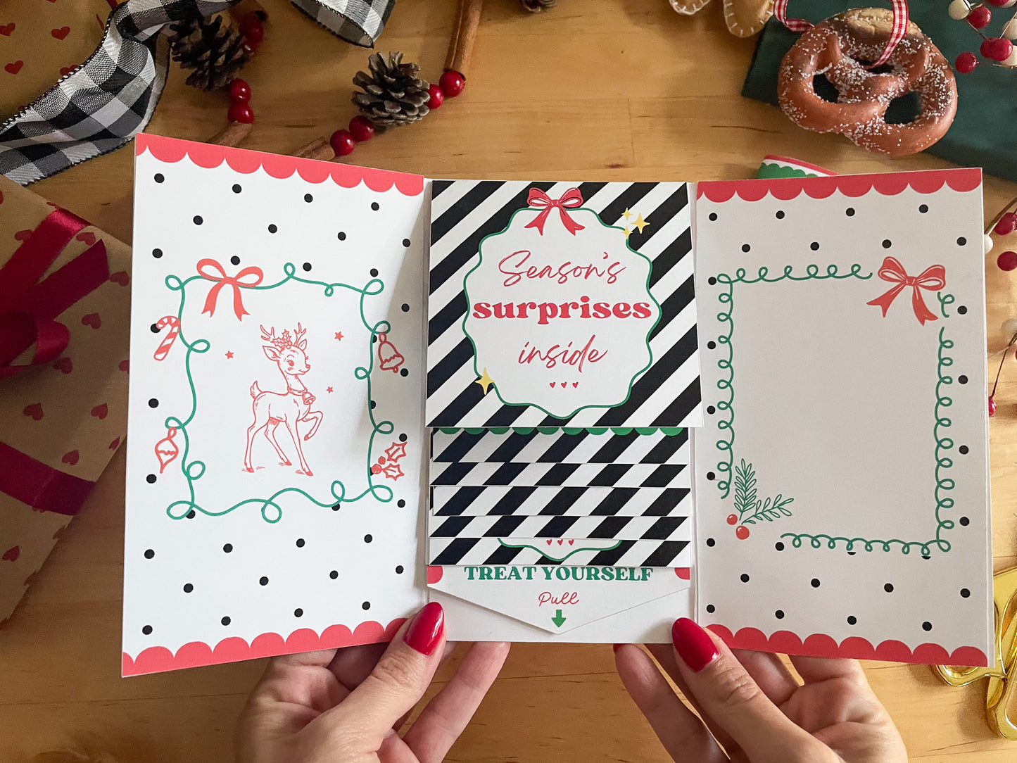 Printable Waterfall Card – Christmas Gift Card Holder (Holds 4 Gift Cards)