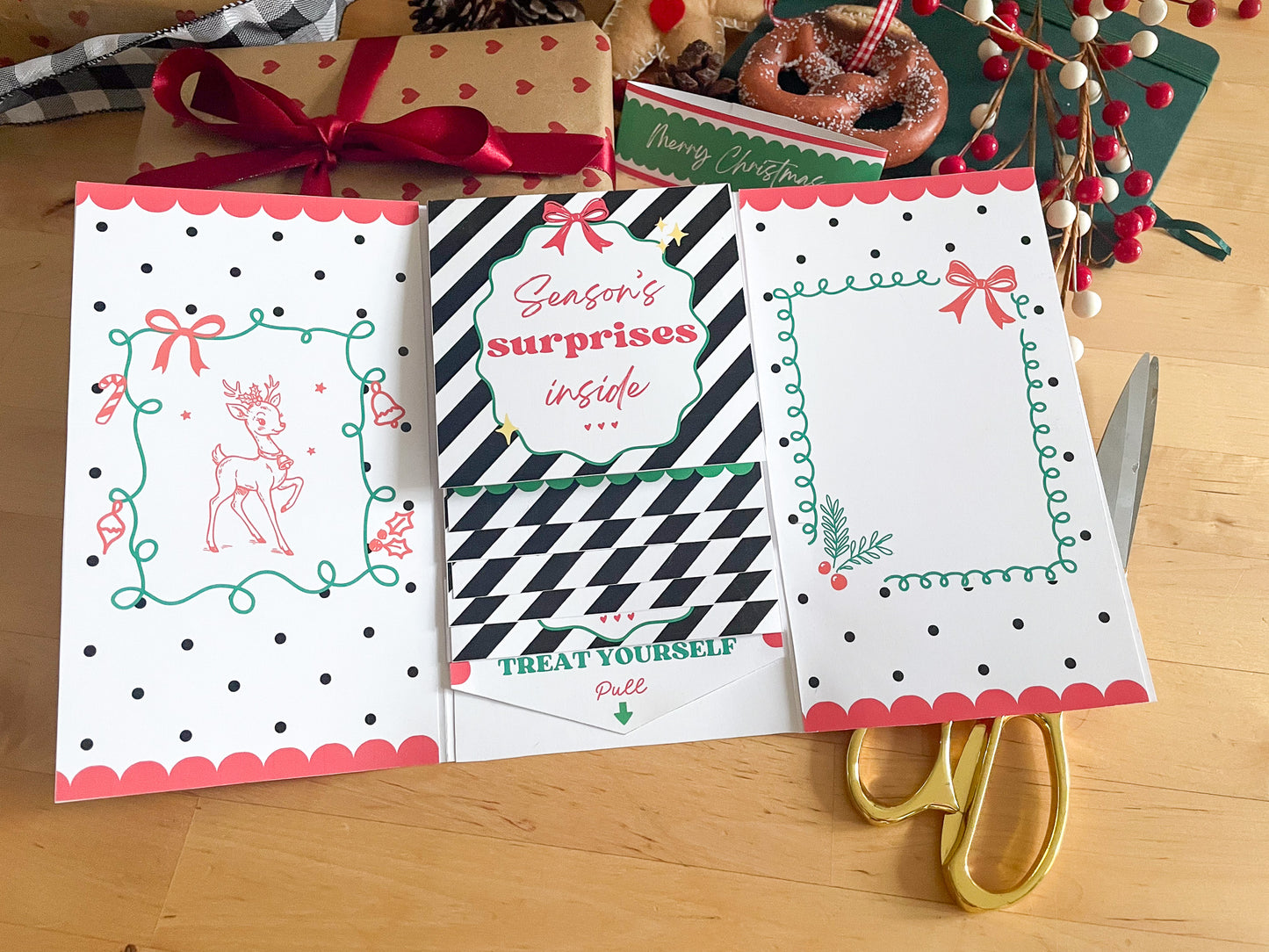 Printable Waterfall Card – Christmas Gift Card Holder (Holds 4 Gift Cards)