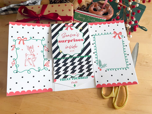 Printable Waterfall Card – Christmas Gift Card Holder (Holds 4 Gift Cards)