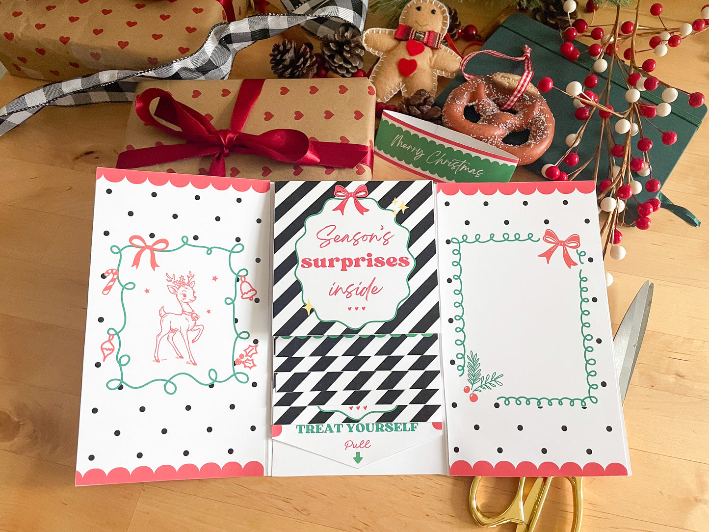 Printable Waterfall Card – Christmas Gift Card Holder (Holds 4 Gift Cards)