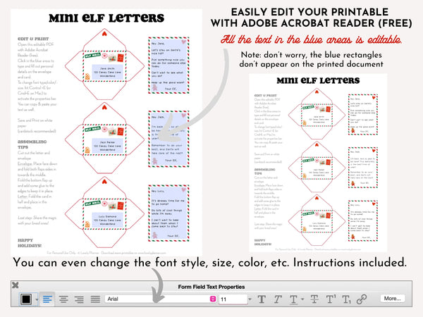 Editable Mini Elf Letters and Envelopes - Editable PDF