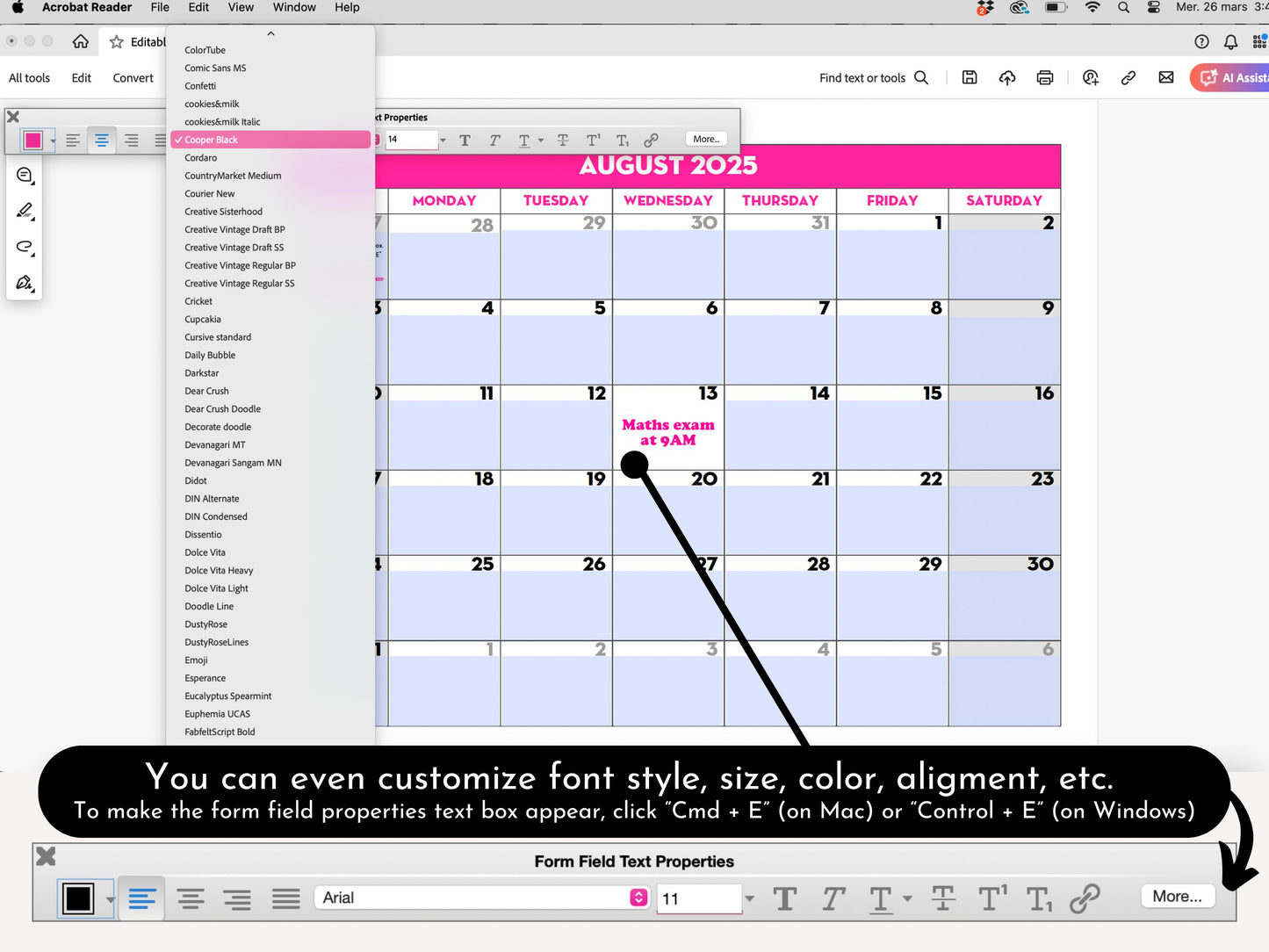 EDITABLE PDF - 2025-2026 Monthly School Calendar