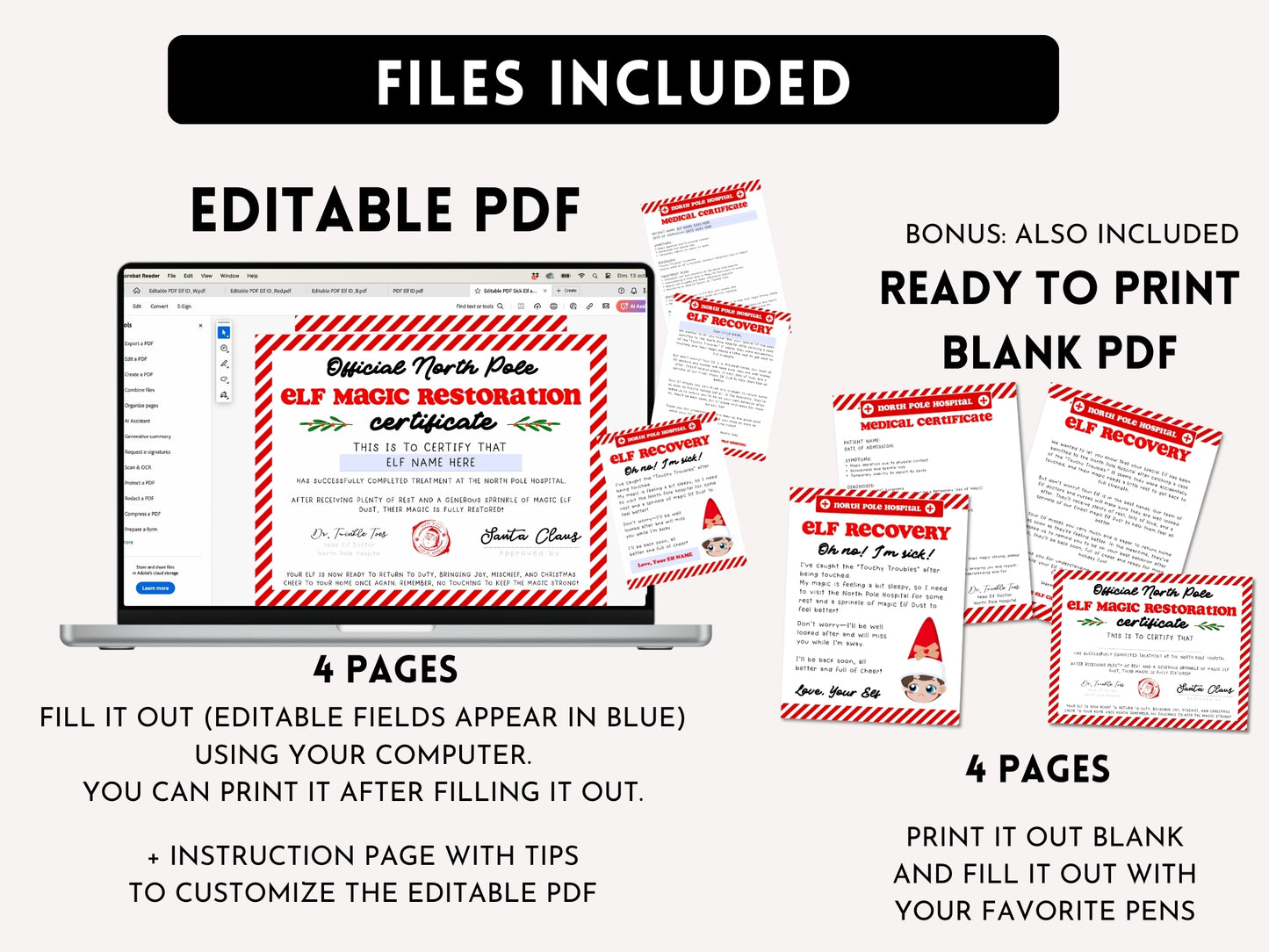 BUNDLE of 20 Elf Printable Templates: Elf Letter, Elf Adoption Certificate, Elf Report, Elf Warning, Elf Surveillance Elf Cam, Santa Letter & More!