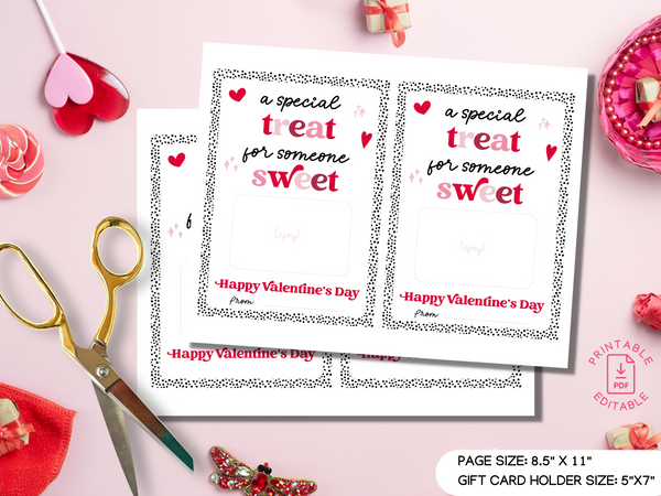 A special Treat For Someone Sweet Valentine Gift Card Holder - Dots - Editable PDF