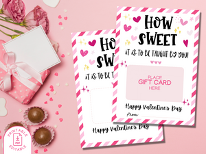 Printable Teacher Valentine Gift Card Holder - Editable PDF