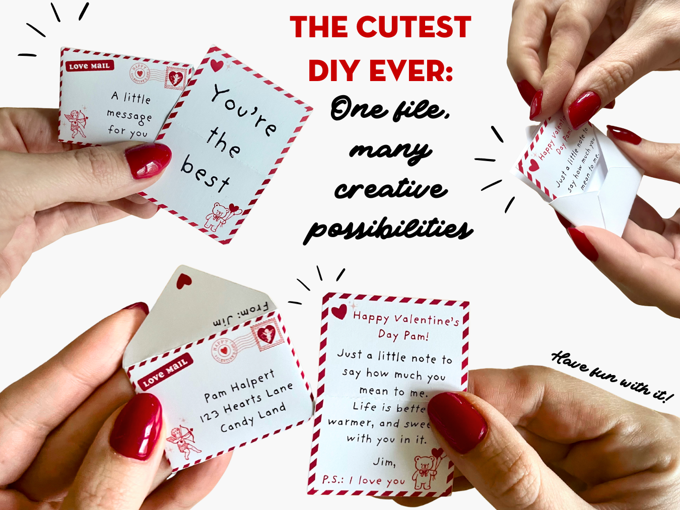 Editable Mini Love Letters and Envelopes - Valentine's Day Notes - Canva Template