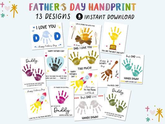 Cute Father's Day Handprint Art Bundle - 13 Templates