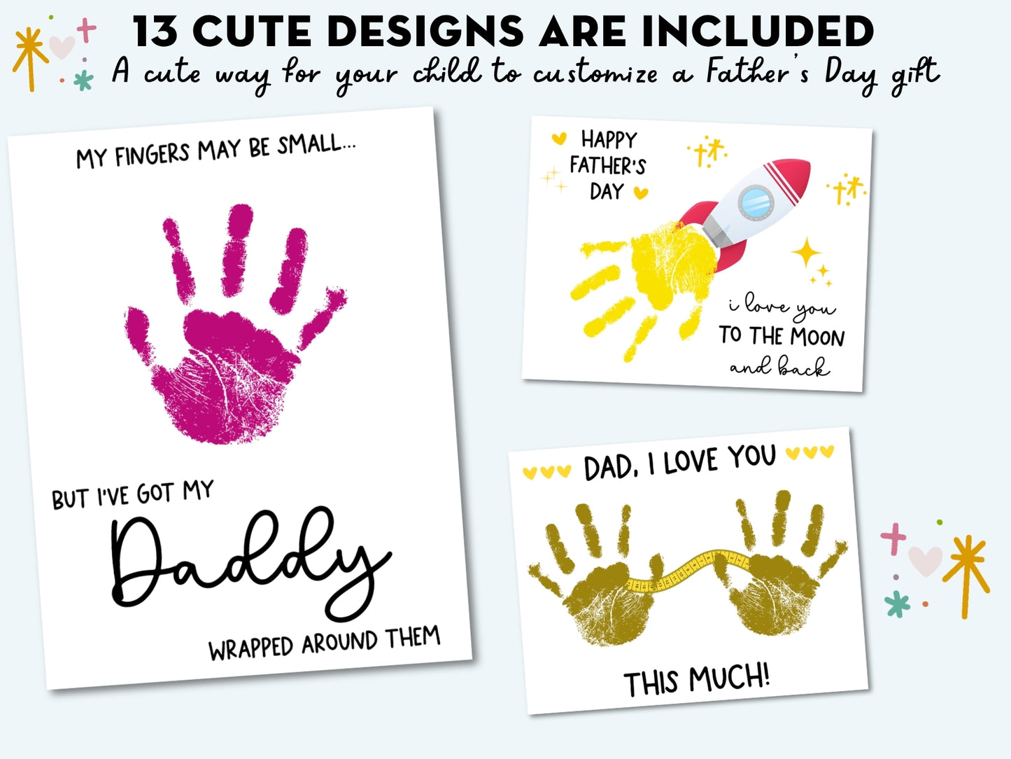Cute Father's Day Handprint Art Bundle - 13 Templates