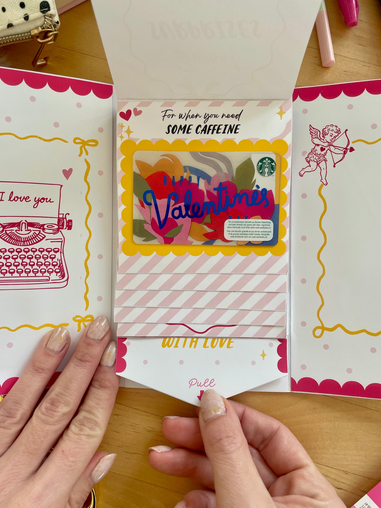 Printable Waterfall Card – Valentine's Day Gift Card Holder (Holds 4 Gift Cards)
