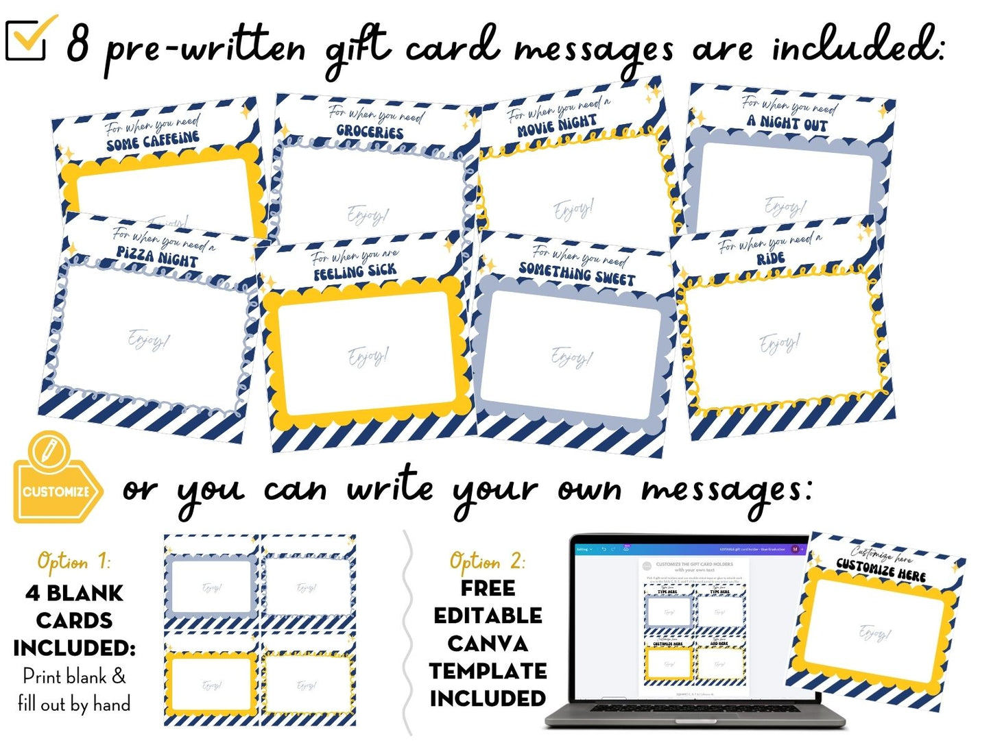 Printable Waterfall Card – Graduation Gift Card Holder (Holds 4 Gift Cards)