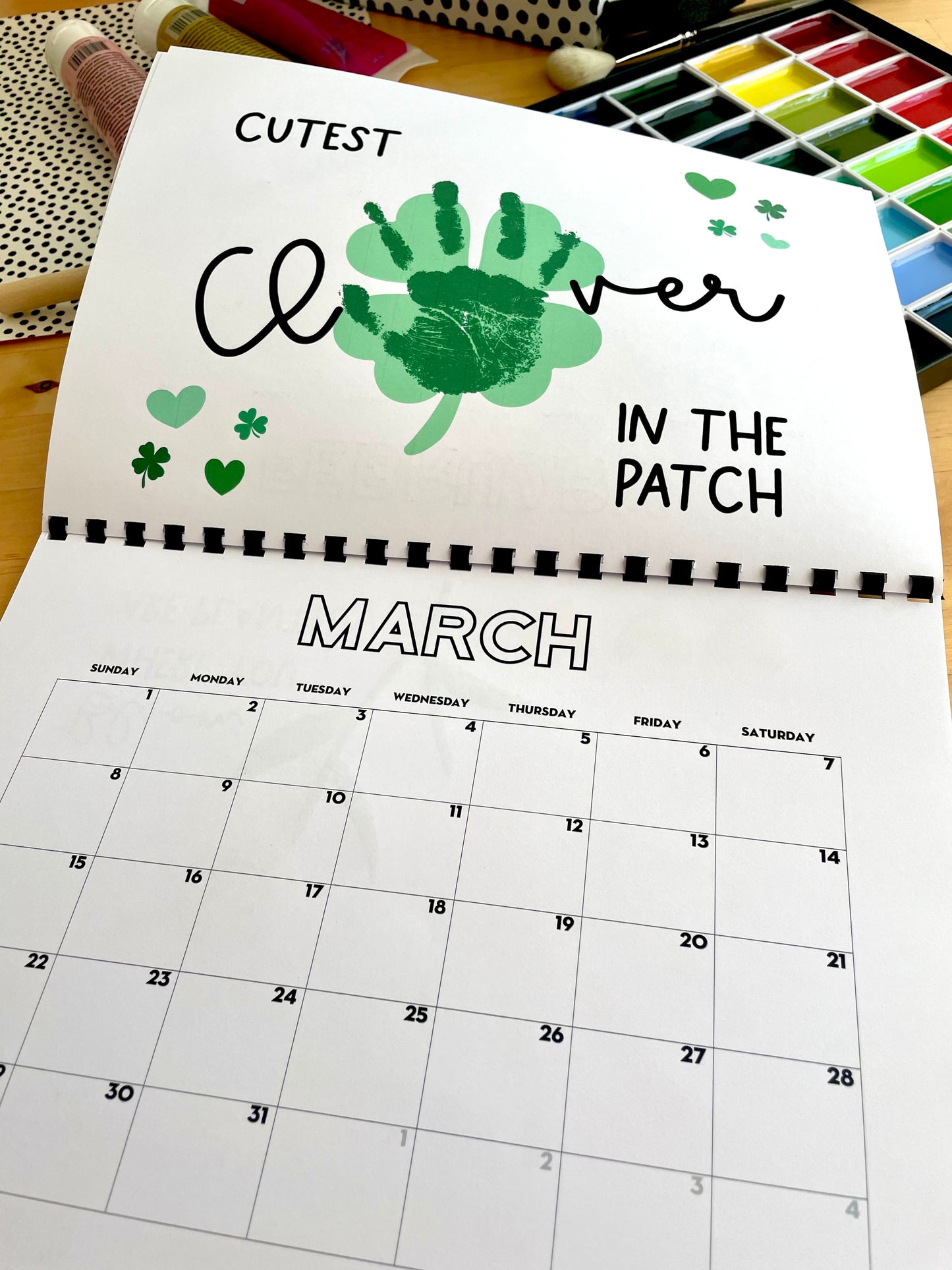 Handprint Calendar 2026 - Landscape Layout - 2 pages per month