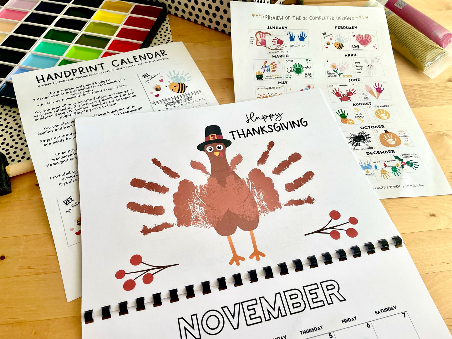 Handprint Calendar 2026 - Landscape Layout - 2 pages per month