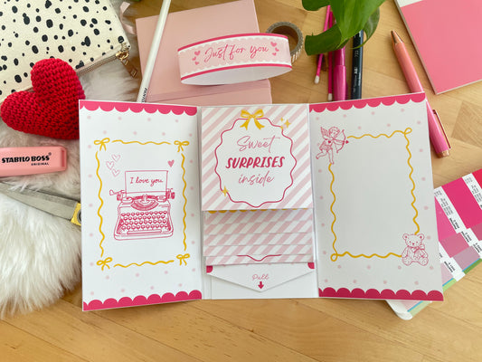 Printable Waterfall Card – Valentine's Day Gift Card Holder (Holds 4 Gift Cards)