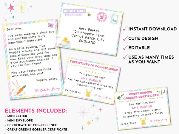 Editable Mini Easter Bunny Letter Kit - Editable PDF – Lovely Planner