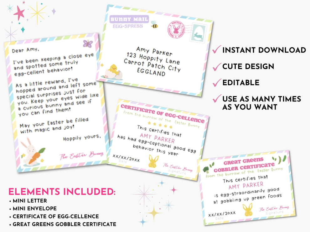 Editable Mini Easter Bunny Letter Kit - Editable PDF – Lovely Planner