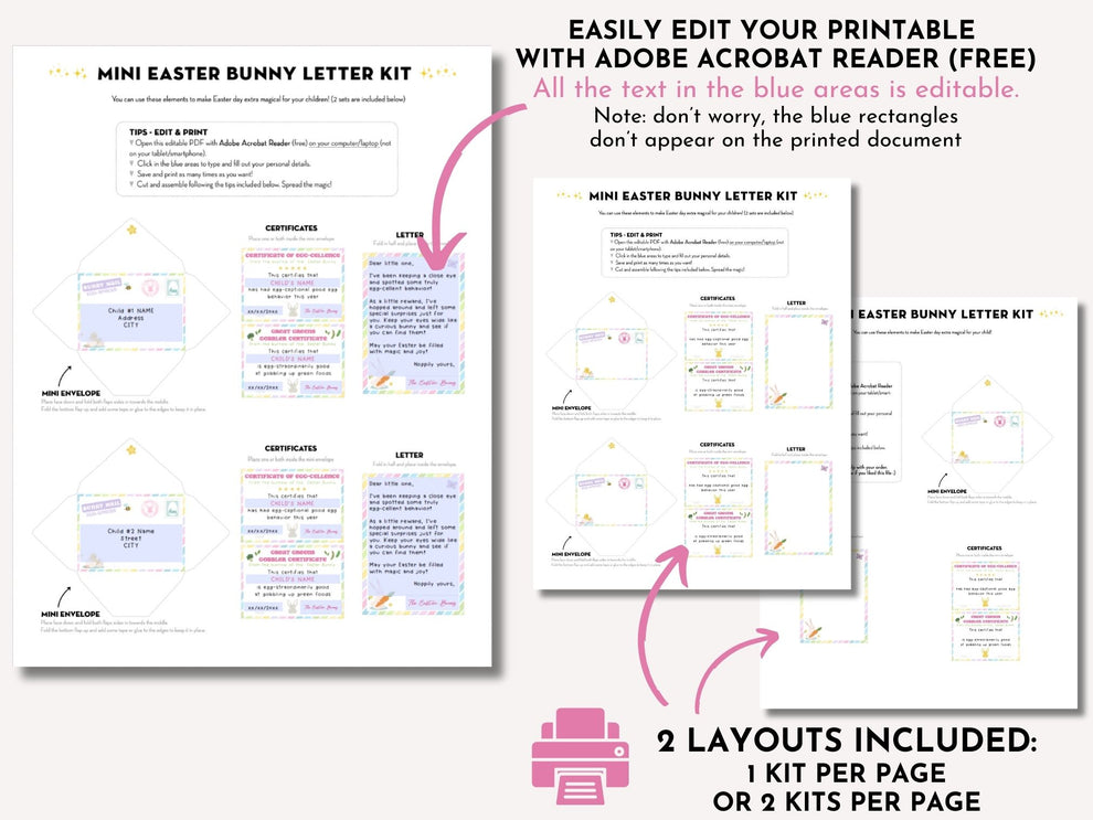 Editable Mini Easter Bunny Letter Kit - Editable PDF – Lovely Planner