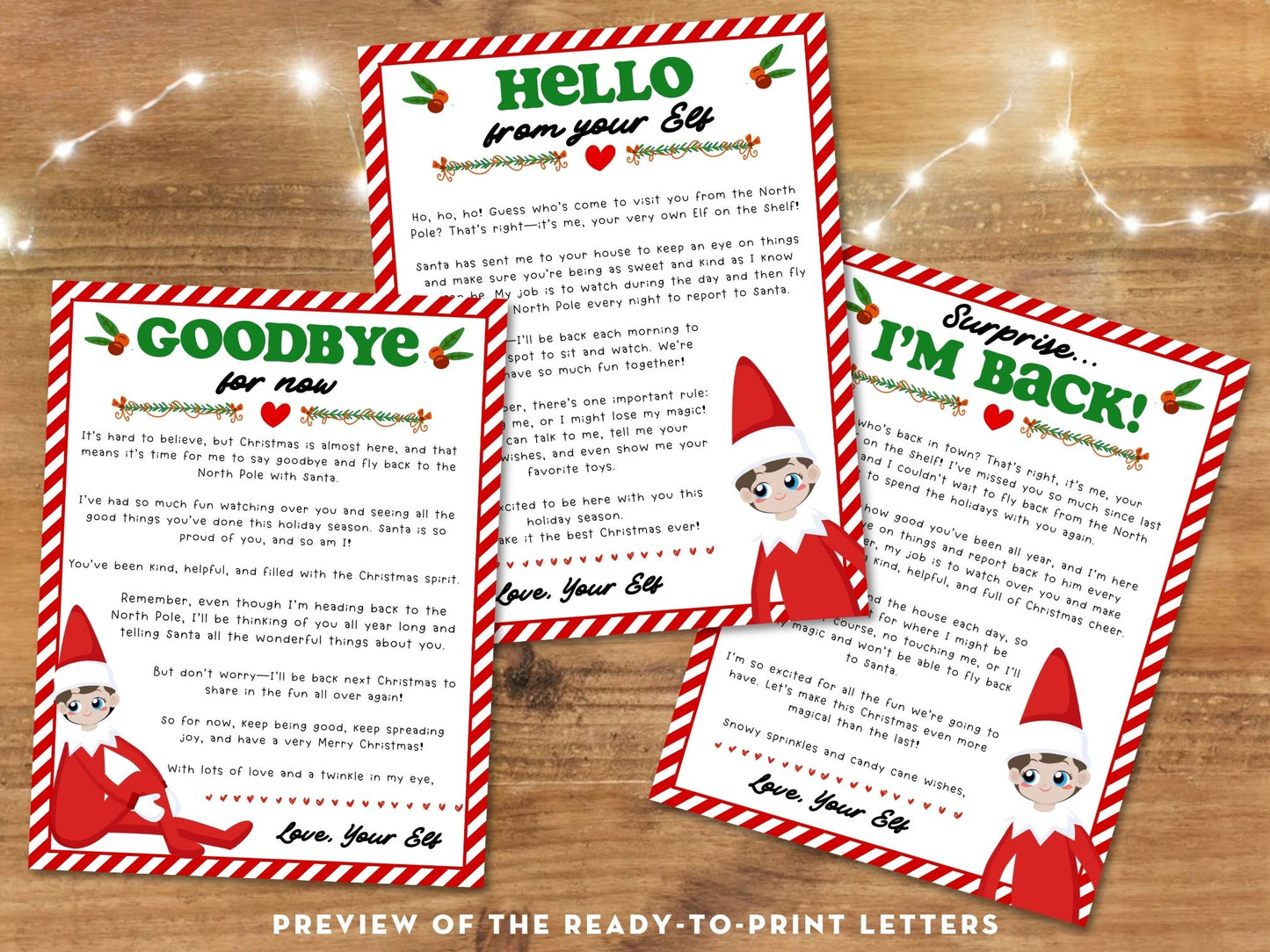 Set of 3 Editable Elf Letters