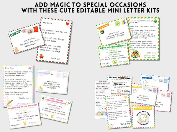 Printable BUNDLE of 6 Editable Mini Letters: Easter Bunny Letter, Lepr ...