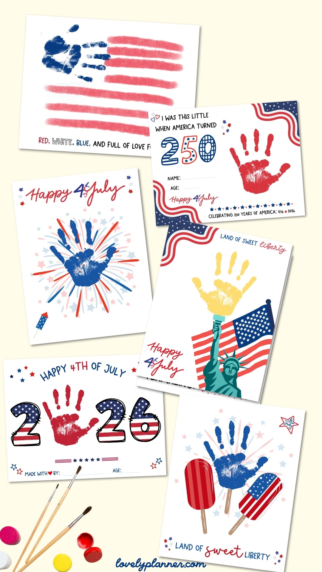 4th of July Handprint Art Bundle - 14 Templates
