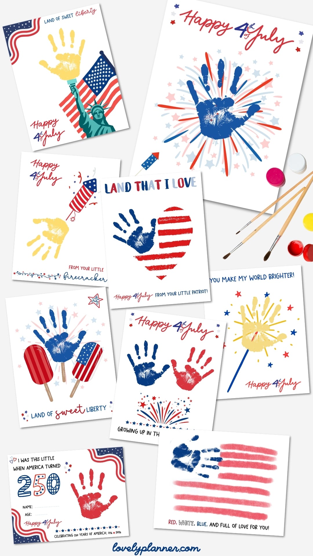 4th of July Handprint Art Bundle - 14 Templates