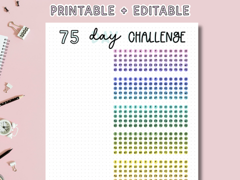 75-Day Challenge Tracker - Editable PDF