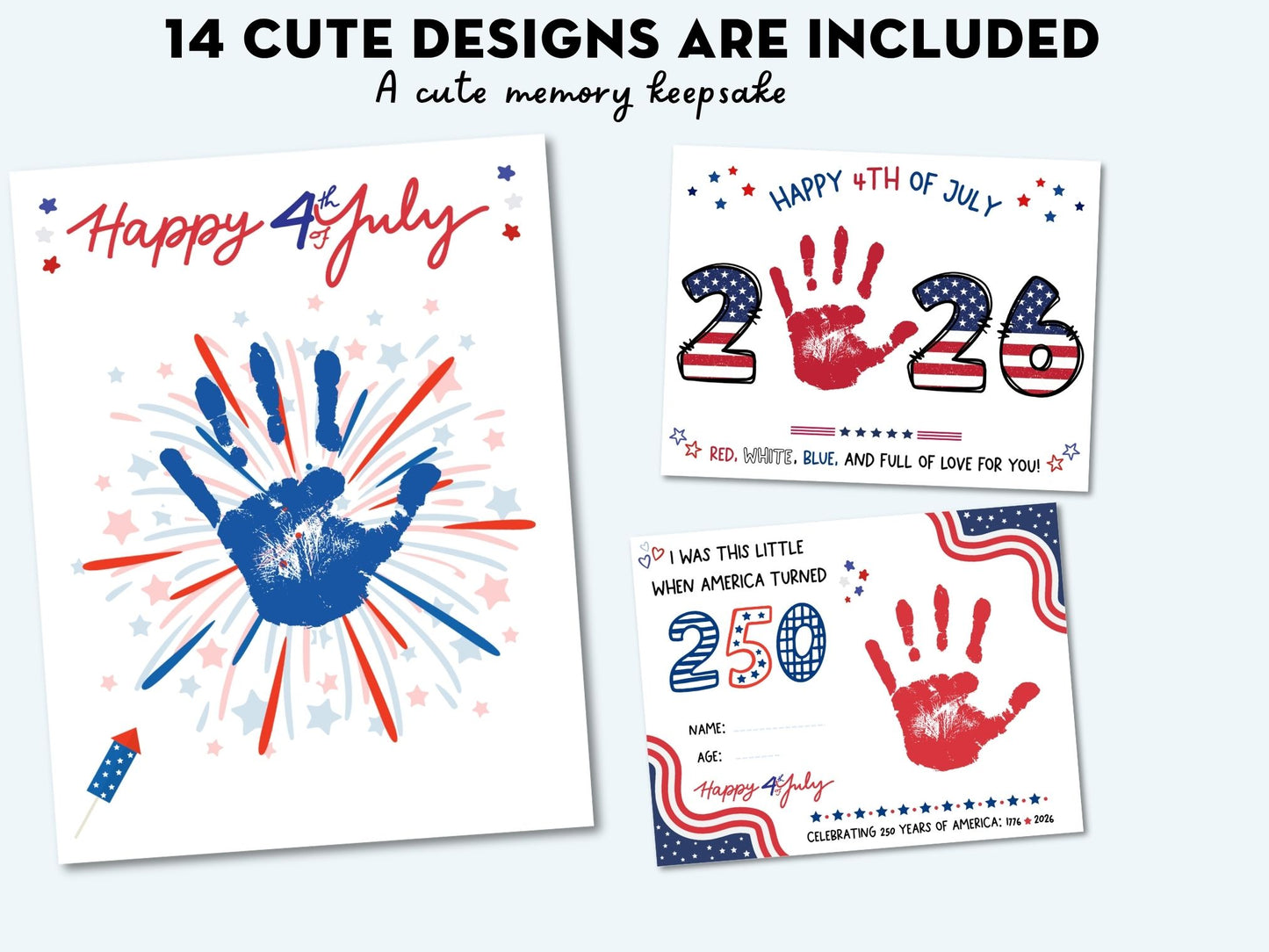 4th of July Handprint Art Bundle - 14 Templates