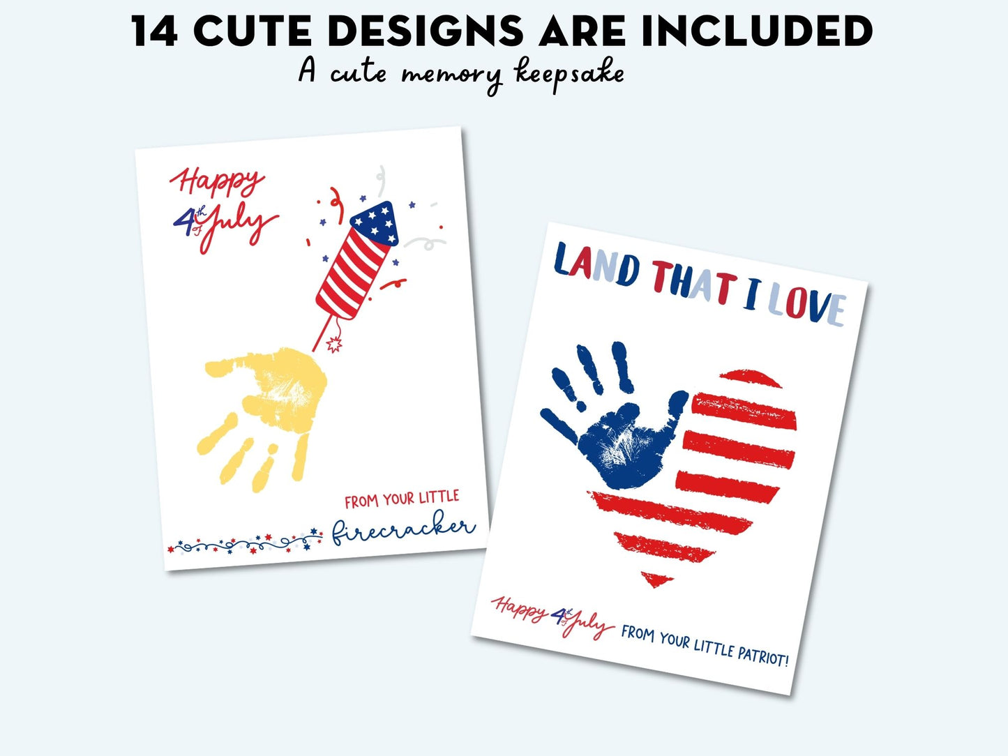 4th of July Handprint Art Bundle - 14 Templates