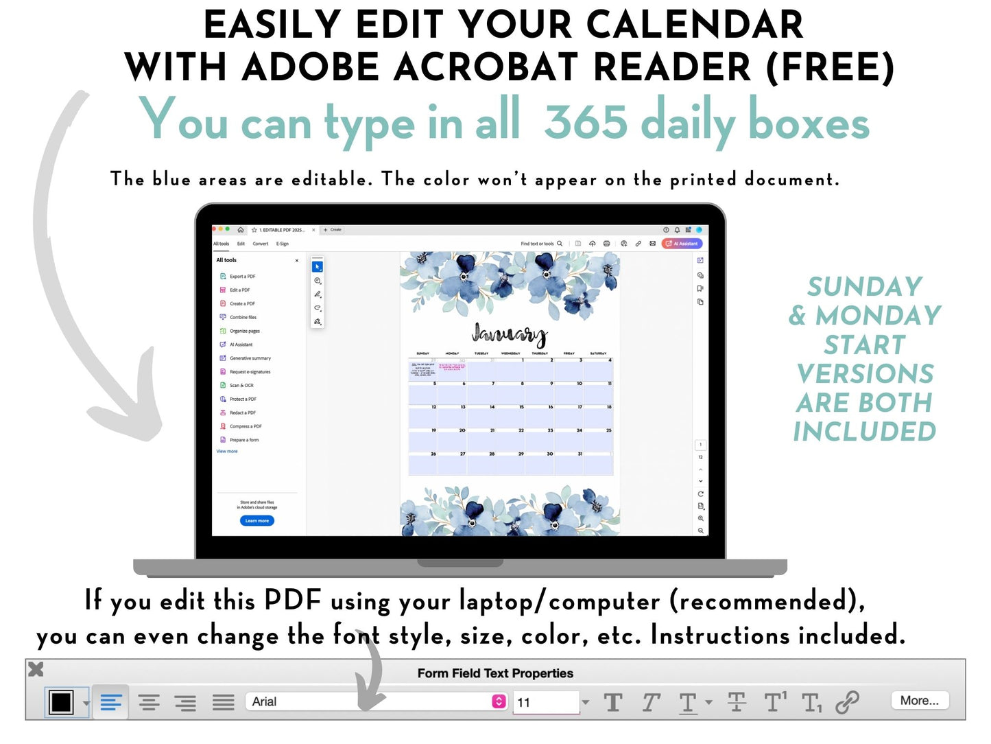 EDITABLE PDF 2025 Floral Calendar